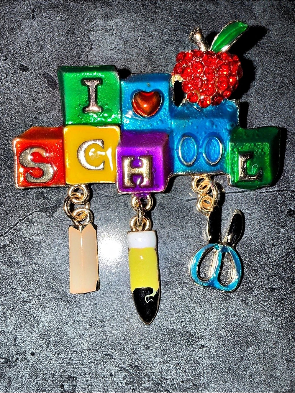 Multicolor Letter Charm Brooch